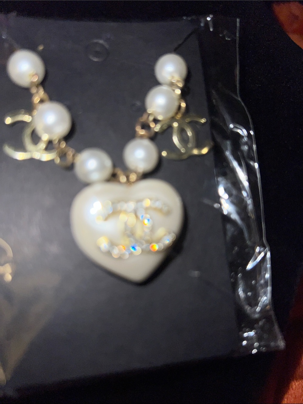 Pearl Beaded Heart Pendant Necklace with Gold Accents - White